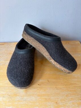 Haflinger Grizzly Wool Leather Trim Sleep On Clogs